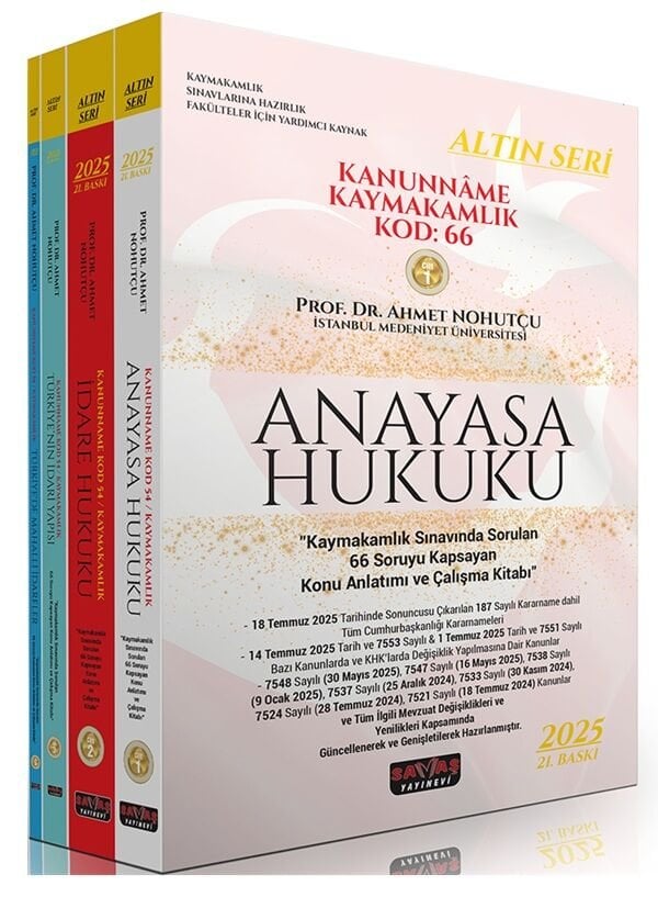 Savaş 2025 KANUNNAME Kaymakamlık Kod: 66 Konu Anlatımı Seti Altın Seri 21. Baskı - Ahmet Nohutçu Savaş Yayınları