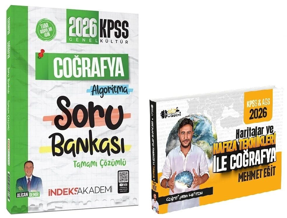 Eğit + İndeks 2026 KPSS Haritalar ve Hafıza Teknikleri ile Coğrafya + Soru Bankası 2 li Set - Mehmet Eğit Eğit + İndeks Akademi Yayıncılık