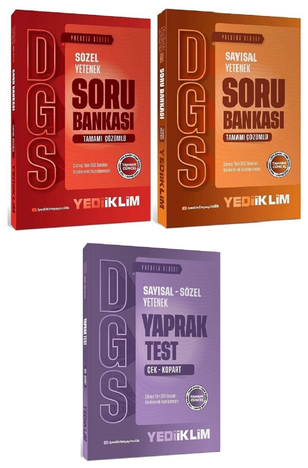 Yediiklim 2027 DGS Prestij Soru Bankası + Yaprak Test 3 lu Set Yediiklim Yayınları