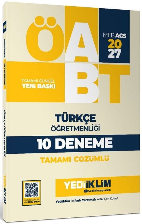 Yediiklim 2027 ÖABT MEB-AGS Türkçe Öğretmenliği 10 Deneme Çözümlü Yediiklim Yayınları
