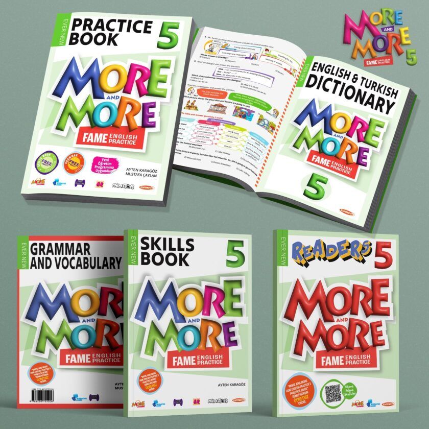 Kurmay ELT More and More English 5 Practice Book + Skills Book + Dictionary (3 Kitap Set) Kurmay ELT Yayınları