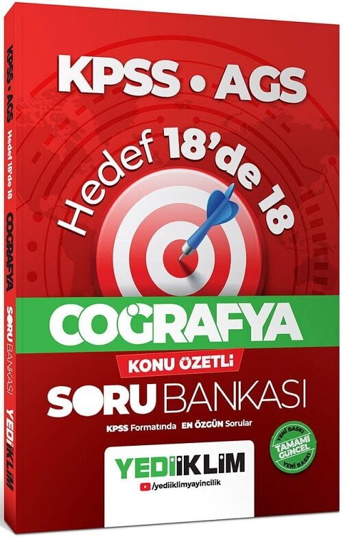 Yediiklim KPSS MEB-AGS Coğrafya Hedef 18 de 18 Konu Özetli Soru Bankası - Hakan Bileyen Yediiklim Yayınları