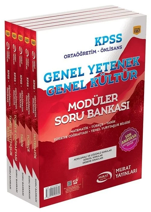 SÜPER FİYAT - Murat KPSS Lise Ortaöğretim Ön Lisans Soru Bankası Çözümlü Modüler Set Murat Yayınları