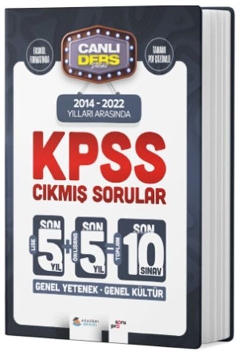 SÜPER FİYAT - Akademi Denizi 2024 KPSS Lise Ön Lisans Çıkmış Sorular Son 5 Sınav Çözümlü Akademi Denizi
