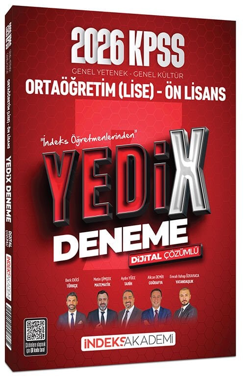 İndeks Akademi 2026 KPSS Lise Ortaöğretim Ön Lisans YEDİX 7 Deneme Çözümlü İndeks Akademi Yayıncılık