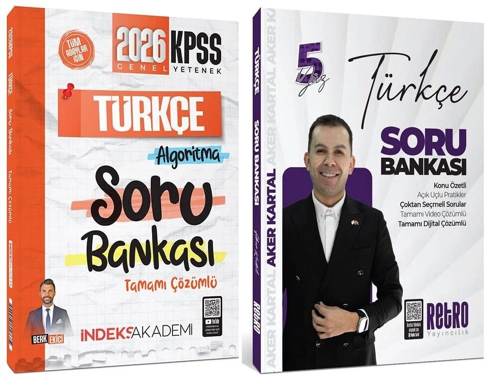 Retro + İndeks 2026 KPSS Türkçe 5Yüz Soru Bankası 2 li Set - Aker Kartal Retro + İndeks Akademi Yayıncılık