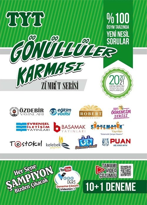 SÜPER FİYAT - Gönüllüler Karması YKS TYT 10+1 Deneme Zümrüt Serisi Gönüllüler Karması
