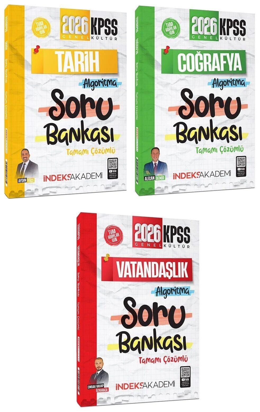 İndeks Akademi 2026 KPSS Tarih + Coğrafya + Vatandaşlık Algoritma Soru Bankası 3 lü Set İndeks Akademi Yayıncılık