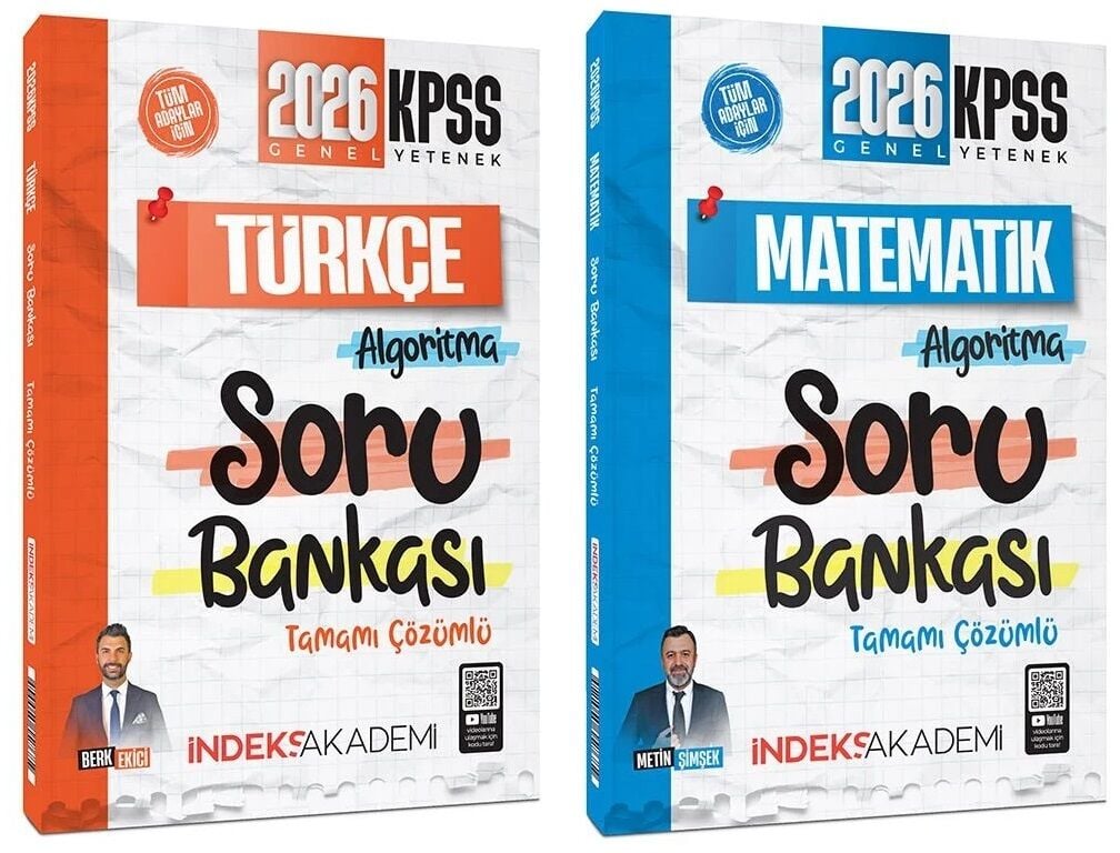 ÖN SİPARİŞ - İndeks Akademi 2026 KPSS Türkçe + Matematik Algoritma Soru Bankası 2 li Set İndeks Akademi Yayıncılık