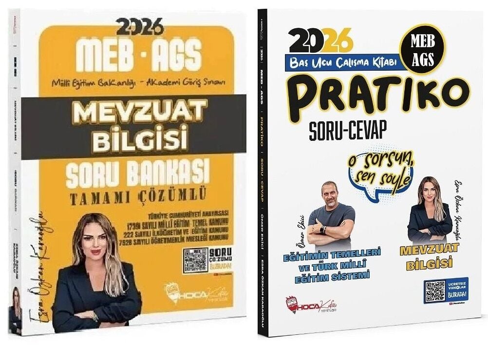Hoca Kafası 2026 MEB-AGS Mevzuat Bilgisi Soru Bankası + Pratiko Soru Cevap 2 li Set- Esra Özkan Karaoğlu, Ömer Ekici Hoca Kafası Yayınları