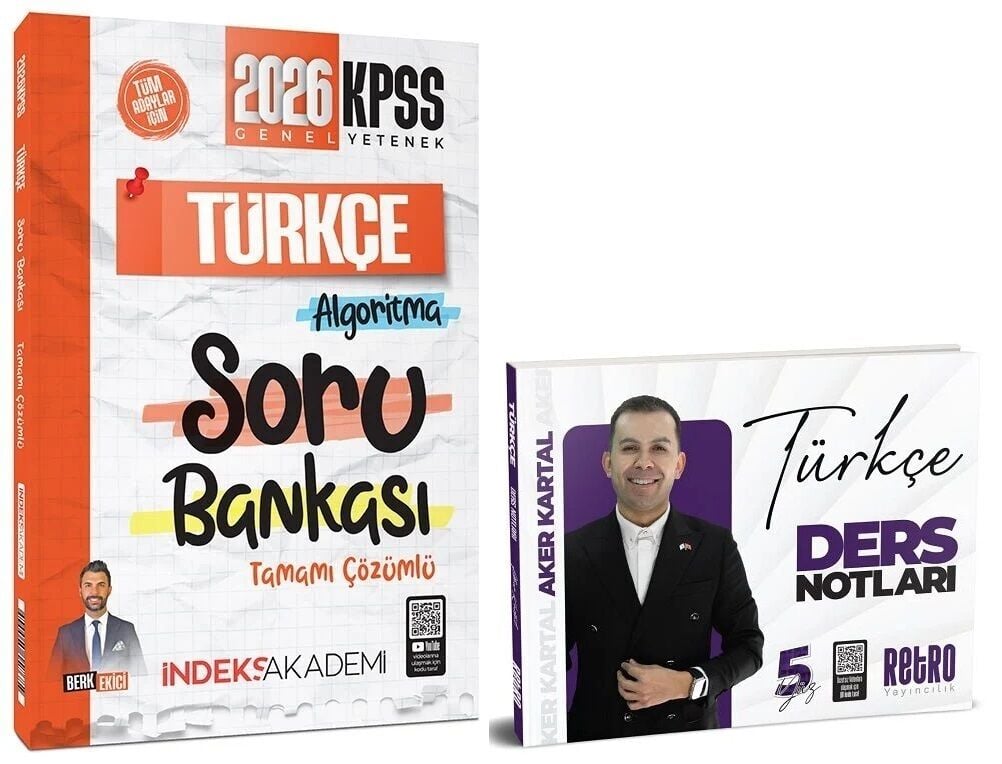 Retro + İndeks 2026 KPSS Türkçe 5Yüz Ders Notları + Soru Bankası 2 li Set - Aker Kartal Retro + İndeks Akademi Yayıncılık