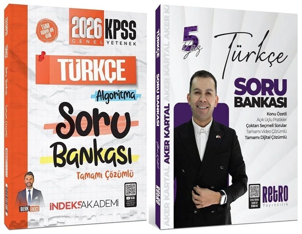 Retro + İndeks 2026 KPSS Türkçe 5Yüz Soru Bankası 2 li Set - Aker Kartal Retro + İndeks Akademi Yayıncılık