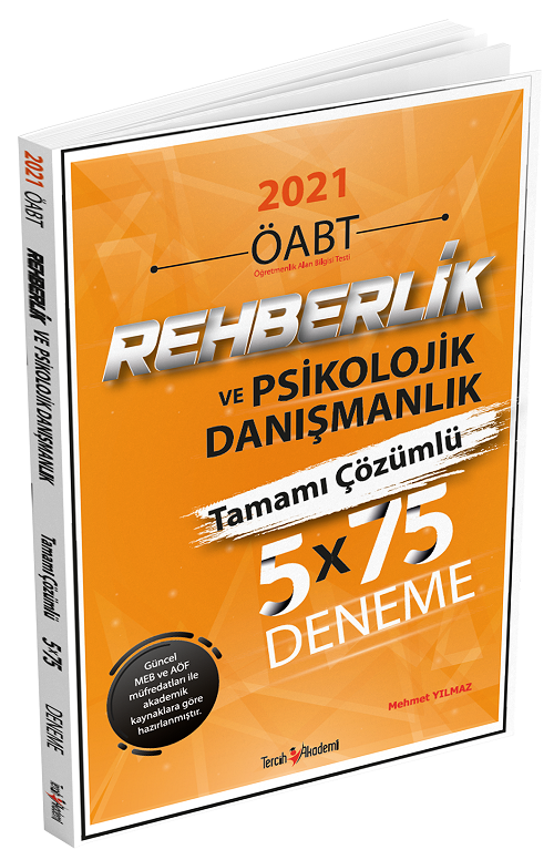 Tercih Akademi 2021 ÖABT Rehberlik ve Psikolojik Danışmanlık 5x75 Deneme Çözümlü Tercih Akademi Yayınları