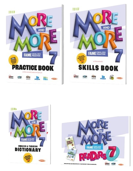 Kurmay ELT More and More English 7 Practice Book + Skills Book + Dictionary (4 Kitap Set) Kurmay ELT Yayınları