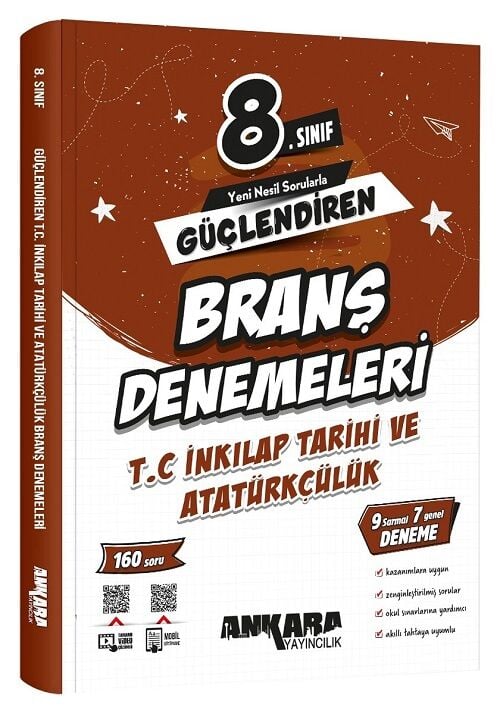Ankara Yayıncılık 8. Sınıf TC İnkılap Tarihi ve Atatürkçülük Güçlendiren Branş Denemeleri Ankara Yayıncılık