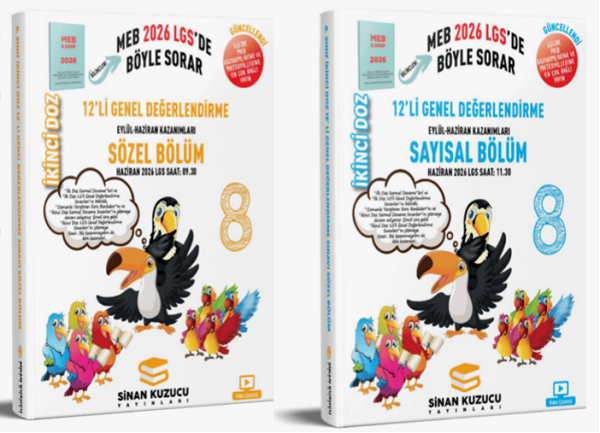 Sinan Kuzucu 2026 8. Sınıf LGS Sözel Sayısal İkinci Doz Genel 12 li Değerlendirme Seti Sinan Kuzucu Yayınları