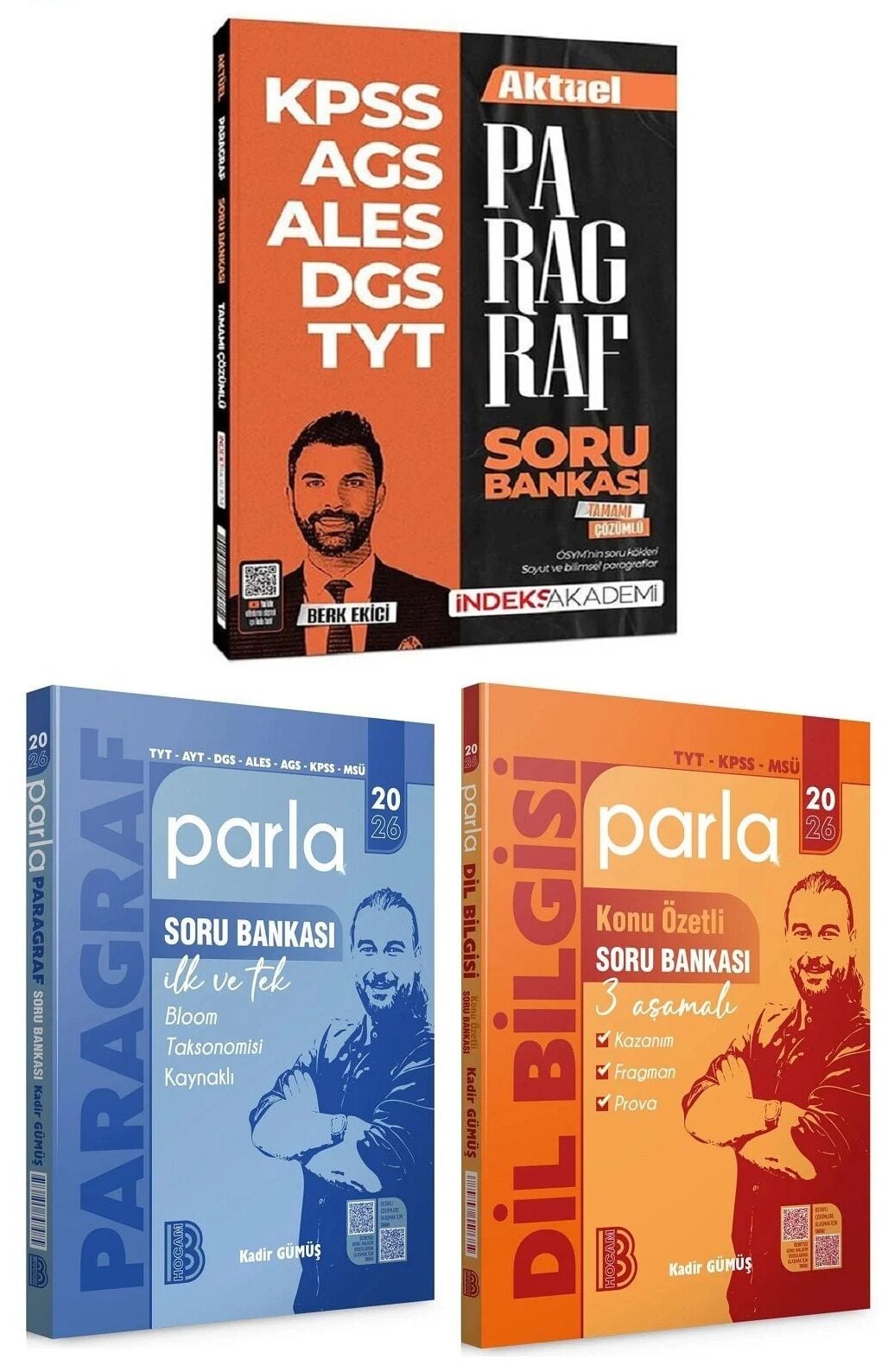 Benim Hocam + İndeks 2026 YKS TYT AYT DGS ALES MEB-AGS KPSS MSÜ Paragraf + Dil Bilgisi PARLA Soru Bankası 3 lü Set - Kadir Gümüş, Berk Ekici Benim Hocam + İndeks Akademi Yayınları