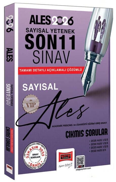 Yargı 2026 ALES VIP Sayısal Yetenek Çıkmış Sorular Son 11 Sınav Çözümlü Yargı Yayınları