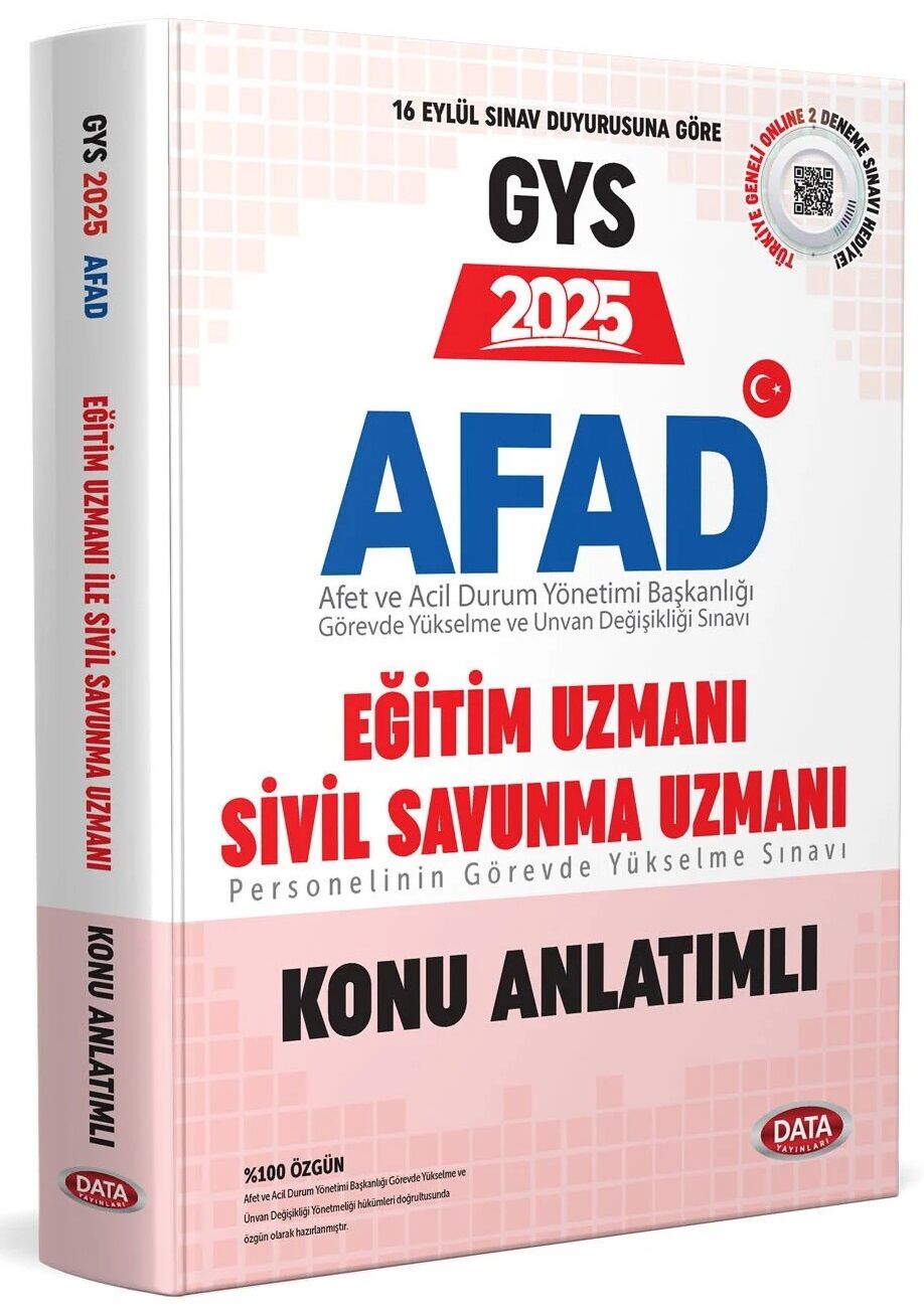 Data 2025 GYS AFAD Eğitim ve Sivil Savunma Uzmanı Konu Anlatımlı Görevde Yükselme Data Yayınları