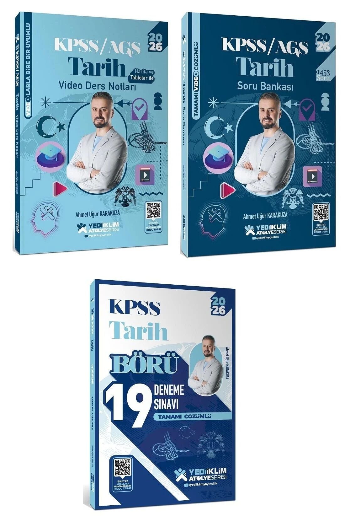 Yediiklim 2026 KPSS MEB-AGS Tarih Atölye Video Ders Notları + Soru Bankası + Börü 19 Deneme 3 lü Set - Ahmet Uğur Karakuza Yediiklim Yayınları