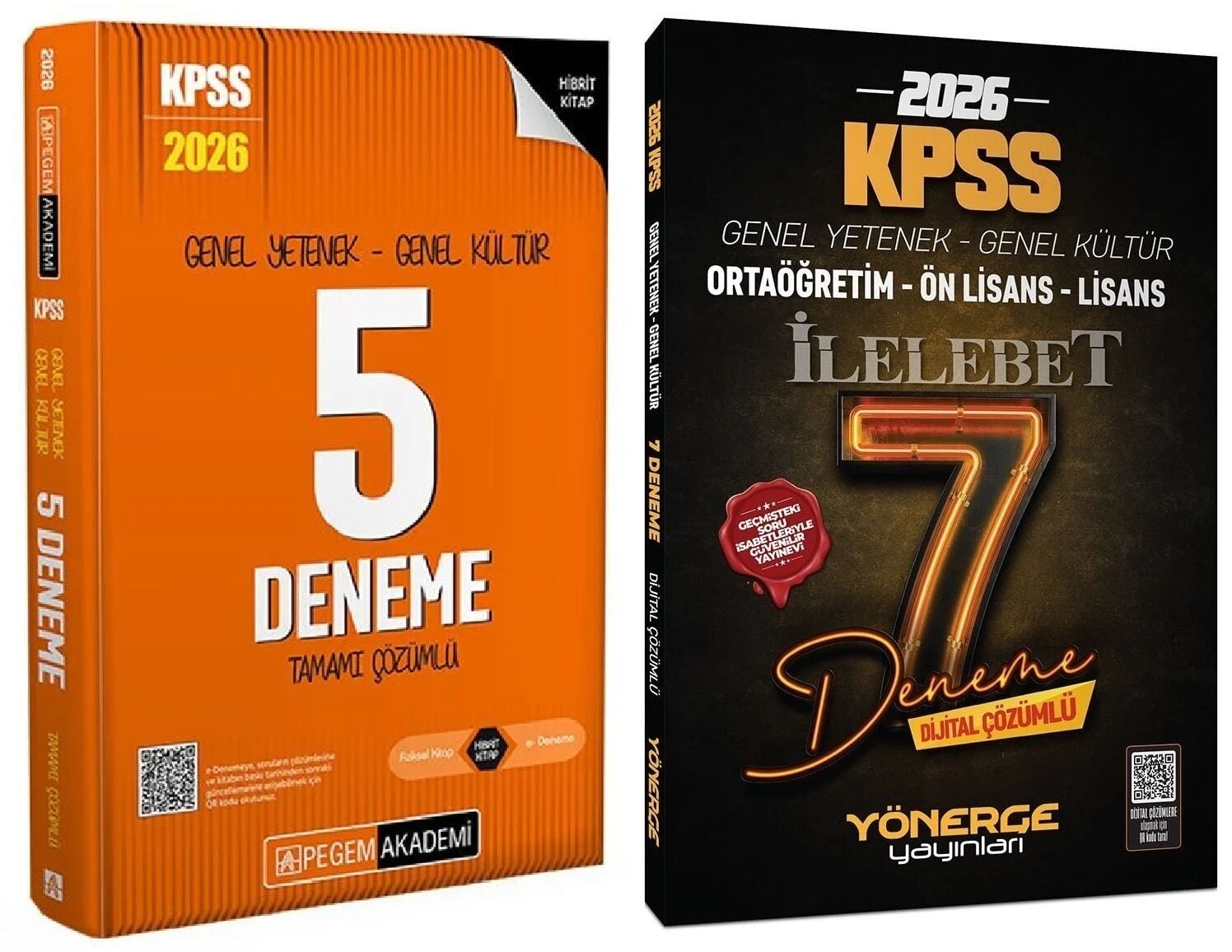 Pegem + Yönerge 2026 KPSS Genel Yetenek Genel Kültür 5+7 Deneme 2 li Set Pegem Akademi + Yönerge Yayınları
