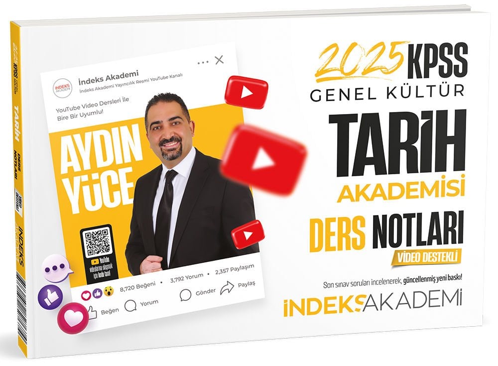 SÜPER FİYAT - İndeks Akademi 2025 KPSS Tarih Akademisi Video Ders Notları - Aydın Yüce İndeks Akademi Yayıncılık