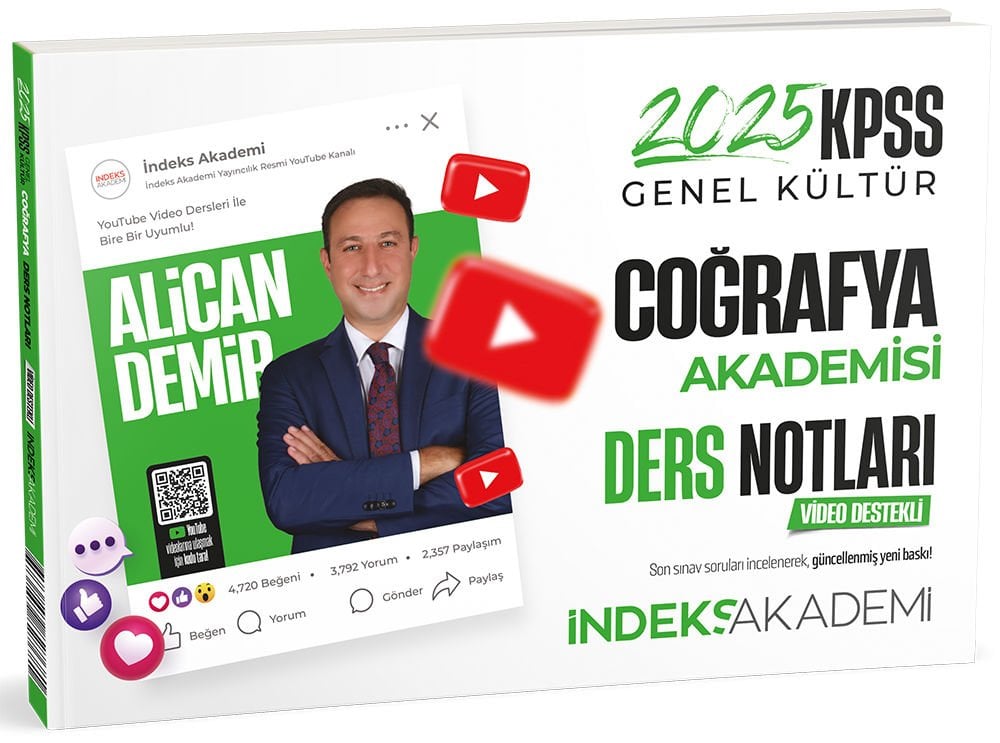 SÜPER FİYAT - İndeks Akademi 2025 KPSS Coğrafya Akademisi Video Ders Notları - Alican Demir İndeks Akademi Yayıncılık