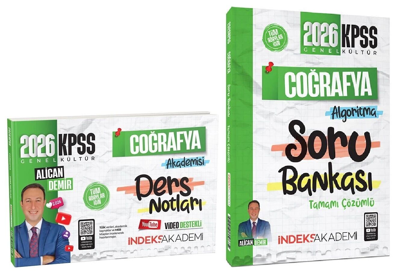 İndeks Akademi 2026 KPSS Coğrafya Akademisi Video Ders Notları + Soru Bankası 2 li Set - Alican Demir İndeks Akademi Yayıncılık