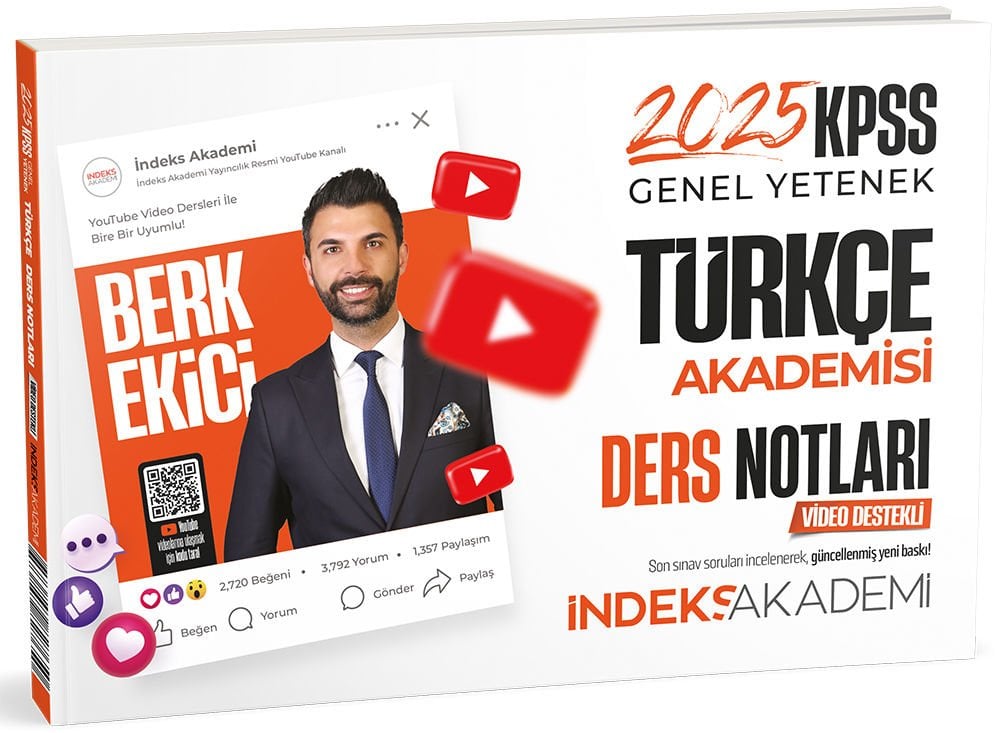 SÜPER FİYAT - İndeks Akademi 2025 KPSS Türkçe Akademisi Video Ders Notları - Berk Ekici İndeks Akademi Yayıncılık
