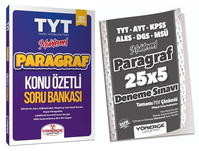 Yönerge YKS TYT Paragraf Soru + 5 Deneme 2 li Set Yönerge Yayınları