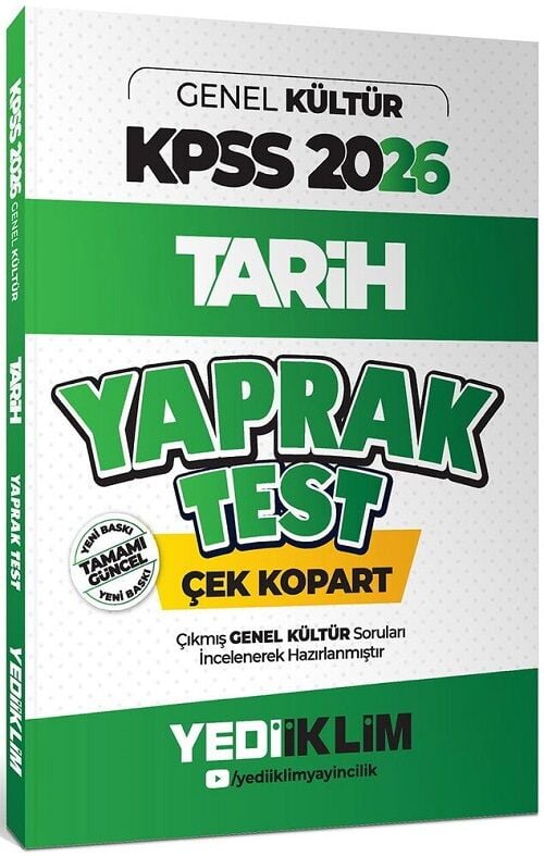 Yediiklim 2026 KPSS Tarih Yaprak Test Yediiklim Yayınları