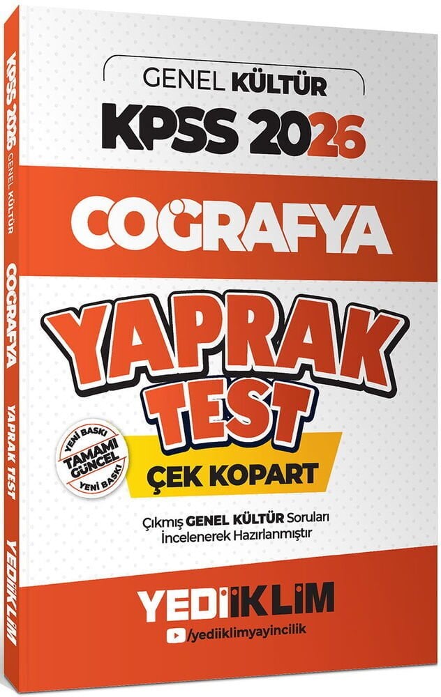 Yediiklim 2026 KPSS Coğrafya Yaprak Test Yediiklim Yayınları