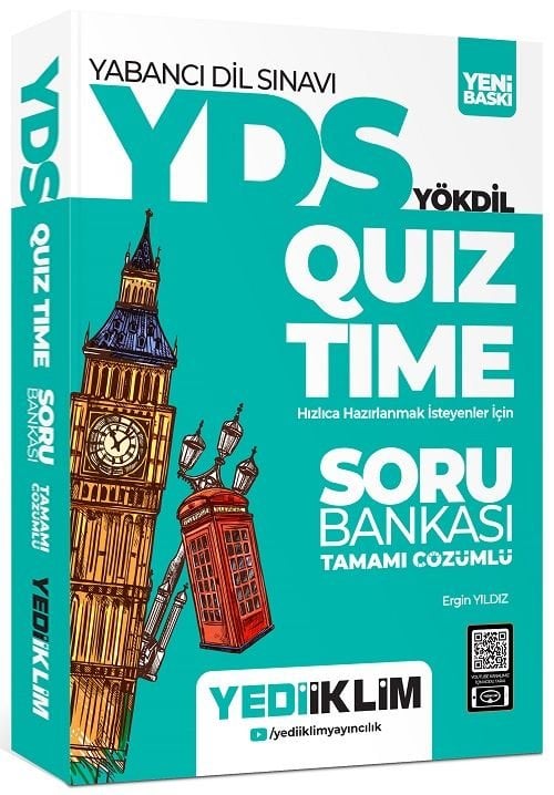 Yediiklim YDS YÖKDİL Quiztime Soru Bankası Çözümlü - Ergin Yıldız Yediiklim Yayınları