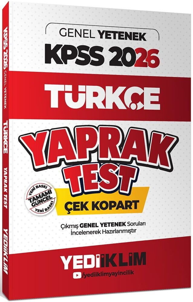 Yediiklim 2026 KPSS Türkçe Yaprak Test Yediiklim Yayınları