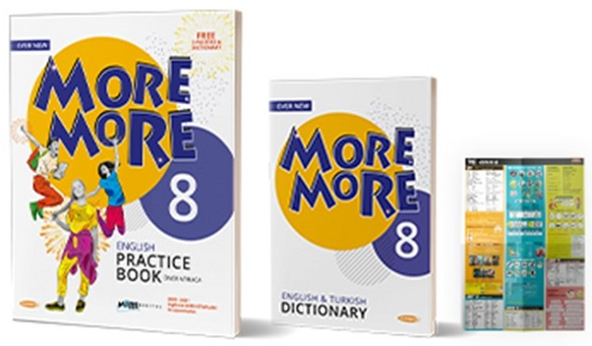 Kurmay ELT More and More English 8 Practice Book + Dictionary + 3 Poster (3 Kitap Set) Kurmay ELT Yayınları
