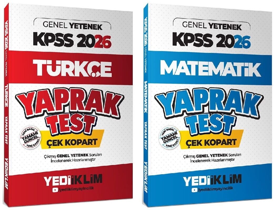 Yediiklim 2026 KPSS Türkçe + Matematik Yaprak Test 2 li Set Yediiklim Yayınları