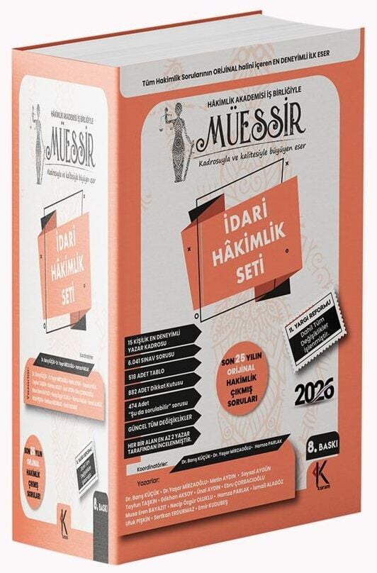 Kuram 2026 MÜESSİR İdari Hakimlik Çıkmış Soru Bankası Seti Çözümlü 8. Baskı Kuram Yayınları