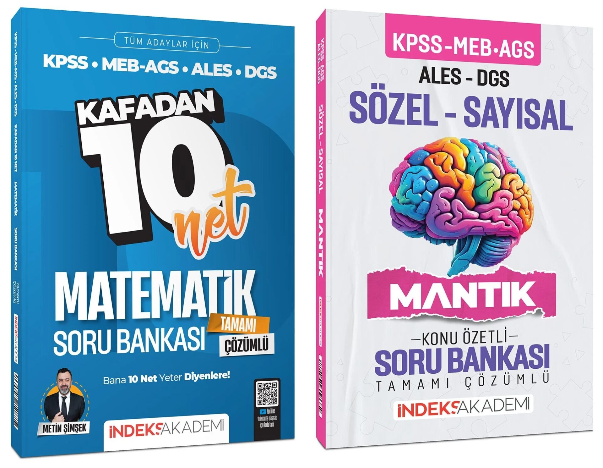 İndeks Akademi 2026 KPSS MEB-AGS ALES DGS Matematik Kafadan 10 Net + Sözel-Sayısal Mantık Soru Bankası 2 li Set - Metin Şimşek İndeks Akademi Yayıncılık