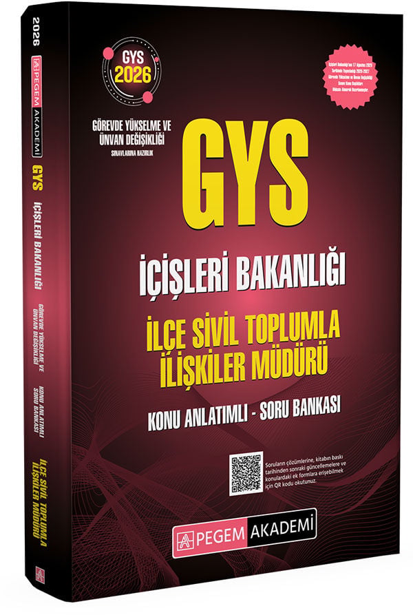 Pegem 2026 GYS İçişleri Bakanlığı İlçe Sivil Toplumla İlişkiler Müdürü Konu Anlatımlı Soru Bankası Görevde Yükselme Pegem Akademi Yayınları
