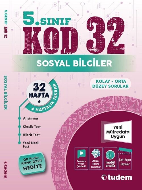 Tudem 5. Sınıf Sosyal Bilgiler Kod 32 Tekrar Testleri Tudem Yayınları