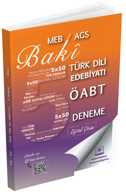 Adem Hakan ÖABT MEB-AGS Türk Dili ve Edebiyatı Öğretmenliği Baki 5 Deneme Çözümlü Adem Hakan UZEM