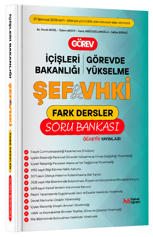 Öğretir GÖREV GYS İçişleri Bakanlığı ŞEF, VHKİ Fark Dersler Soru Bankası Çözümlü Görevde Yükselme Öğretir Yayınları