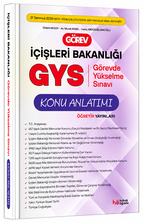 Öğretir GÖREV GYS İçişleri Bakanlığı Konu Anlatımı Görevde Yükselme Öğretir Yayınları