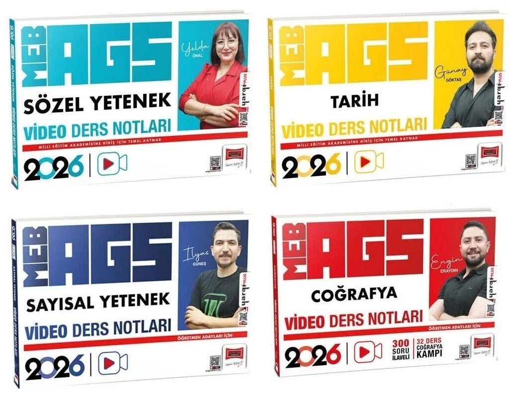 Yargı 2026 MEB-AGS Sözel + Sayısal Yetenek + Tarih + Coğrafya Video Ders Notları 4 lü Set Yargı Yayınları