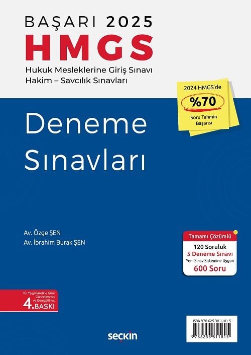 Seçkin 2025 BAŞARI HMGS Deneme Sınavları 4. Baskı - Özge Şen, İbrahim Burak Şen Seçkin Yayınları