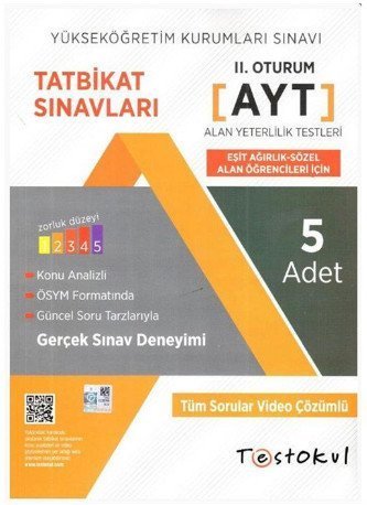 Test Okul YKS AYT Sözel-Eşit Ağırlık Alan Öğrencileri İçin Tatbikat Sınavları Test Okul Yayınları