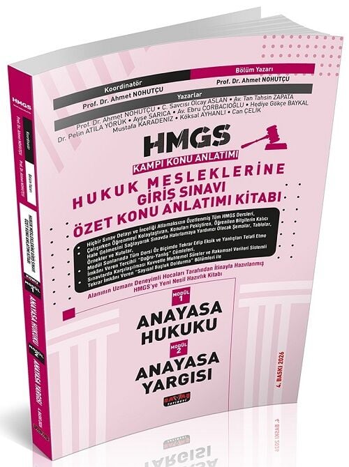 Savaş 2026 HMGS Kampı Anayasa Hukuku ve Anayasa Yargısı Özet Konu Anlatımı 4. Baskı - Ahmet Nohutçu Savaş Yayınları