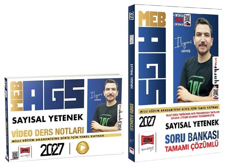 Yargı 2027 MEB-AGS Sayısal Yetenek Video Ders Notları + Soru Bankası 2 li Set - İlyas Güneş Yargı Yayınları
