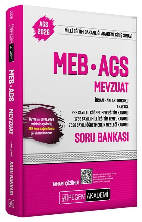 YENİ AGS - Pegem 2026 MEB-AGS Mevzuat Soru Bankası Çözümlü Pegem Akademi Yayınları