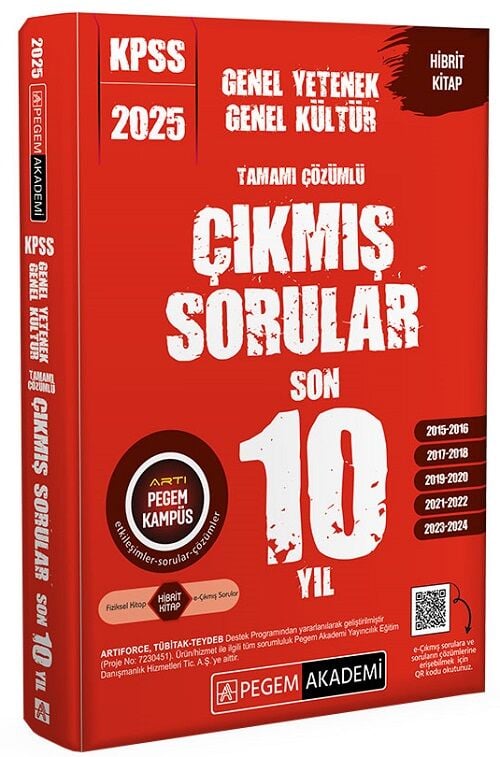 Pegem 2025 KPSS Genel Yetenek Genel Kültür Çıkmış Sorular Son 10 Yıl Çözümlü Pegem Akademi Yayınları